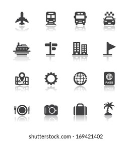 Travel and Vacation Icons with White Background