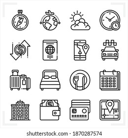 Travel and Vacation Icons with White Background