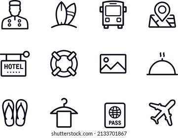 Travel and Vacation line icons vector design 