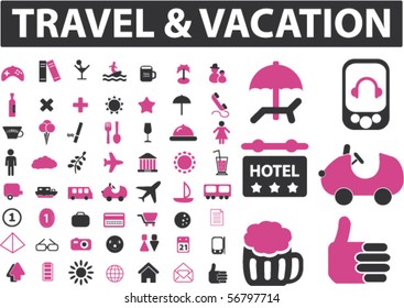 travel & vacation - mega signs set. vector