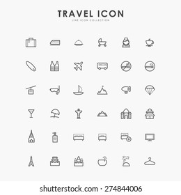 travel and vacation minimal line icons