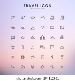 travel and vacation minimal line icons on gradient background