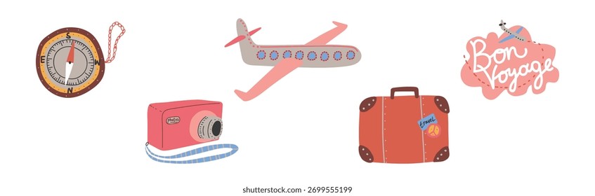 Travel and Vacation Object and Symbol Vector Set