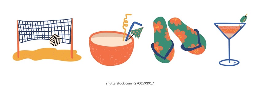 Conjunto de vetor de símbolo e objeto Viagem e Férias