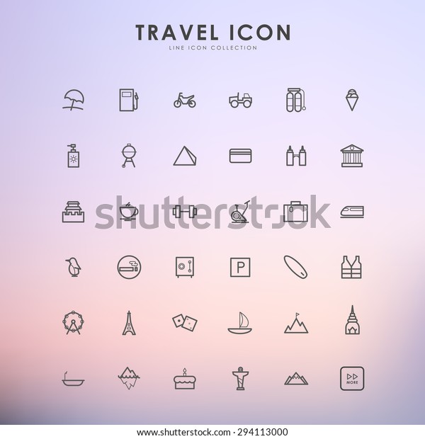 travel\
and vacation outline icons on gradient\
background