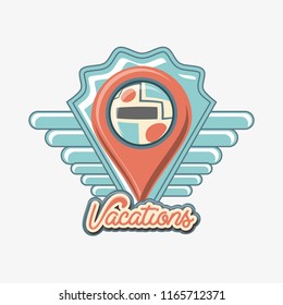 travel vacation with pointer location icon vector ilustration