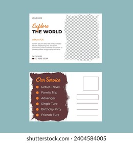 Travel and Vacation Postcard Design Template.