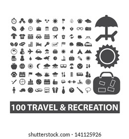 travel, vacation, recreation icons set, vector