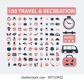 travel, vacation, recreation, tourism icons