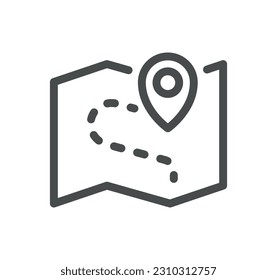 Travel and vacation related icon outline and linear vector.