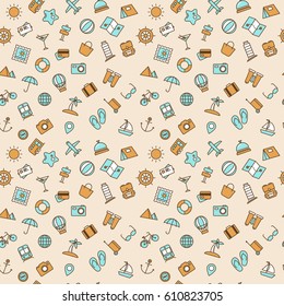 Travel and vacation seamless pattern