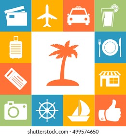 Travel and vacation signs colorfull set. Vector illustration