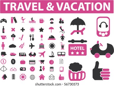 Reise- und Urlaubsschilder. Vektorgrafik