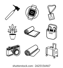 Travel and Vacation Silhouette Icons Collection 