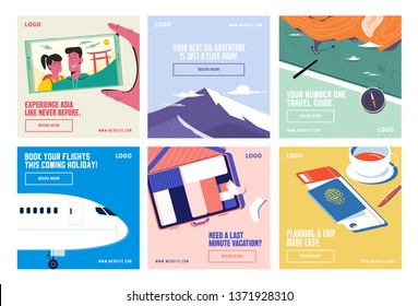 Travel vacation social media post collection template