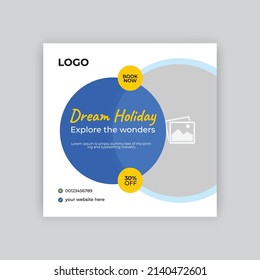 Travel vacation social media post. web banner ads for travel promotion