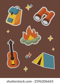 Travel and vacation stickers, icons. Retro style