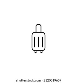 Travel, vacation and summer holiday concept. Vector outline symbol for sites, advertisement, stores etc. Line icon of suitcase, baggage or luggage 