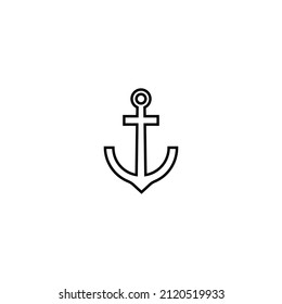 Travel, vacation and summer holiday concept. Vector outline symbol for sites, advertisement, stores etc. Line icon of anchor for ships 