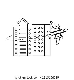 Travel and vacation symbols in black and white