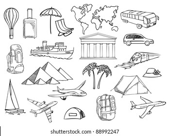 travel and vacation symbols vector