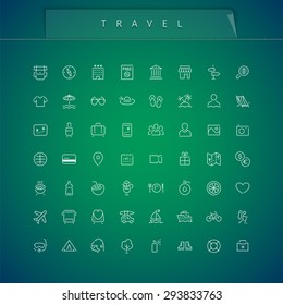 Travel and Vacation Thin Icons Set