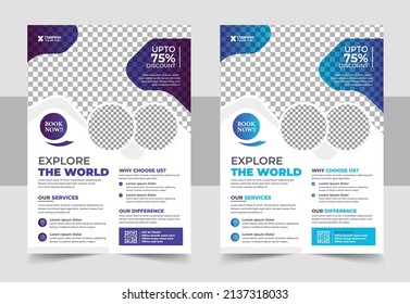 Travel Vacation Tour Agency Flyer Template Design. Holiday, Summer travel and tourism flyer or poster template design. travel flyer design template, tour flyer