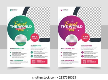 Travel Vacation Tour Agency Flyer Template Design. Holiday, Summer Travel And Tourism Flyer Or Poster Template Design. Travel Vacation Tour Agency Flyer Template Design