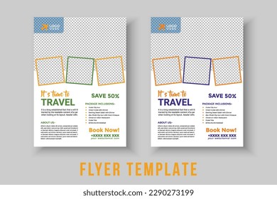 Travel Vacation Tour Agency Flyer Template Design. Modern travel flyer or poster design template .Holiday, Summer travel and tourism flyer or poster template design. Business Brochure, Template