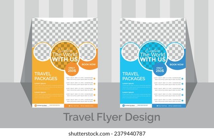 Travel Vacation Tour Agency Flyer Template Design. Modern travel flyer or poster design template bundle. 