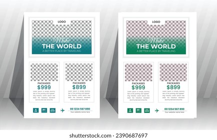 Travel Vacation Tour Agency Flyer Template Design. Holiday, Summer travel and tourism flyer or poster template design best color
