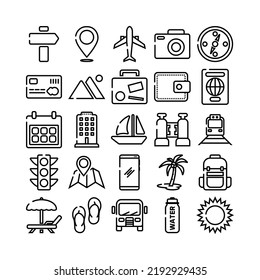 Icono de vectores de viaje y vacaciones en estilo de línea