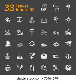 Travel and vacation vector icons for mobile phone interface, web, applications