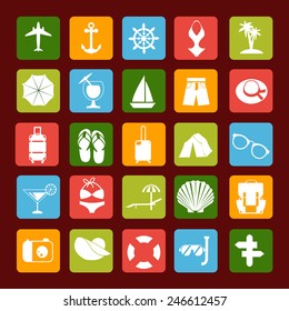Travel and Vacation vector icons in white - Illustration 