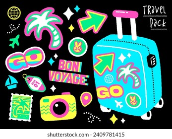 travel vacation vector illustration sticker pack