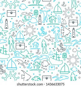 Travel and vacation vintage seamless pattern. Seamless background
