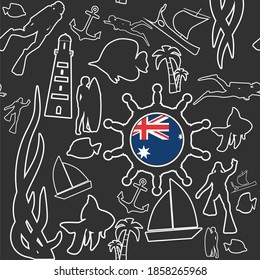 Travel and vacation vintage seamless pattern. Seamless background. Flag of Australia