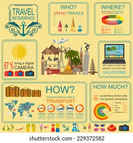 Travel. Vacations. Beach resort infographics. Elements for creating your own infographics. Vector illustrations