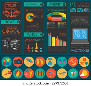 Travel. Vacations. Beach resort infographics. Elements for creating your own infographics. Vector illustrations