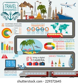 Travel. Vacations. Beach resort infographics. Elements for creating your own infographics. Vector illustrations