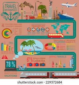Travel. Vacations. Beach resort infographics. Elements for creating your own infographics. Vector illustrations