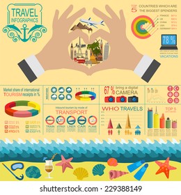 Travel. Vacations. Beach resort infographics. Elements for creating your own infographics. Vector illustrations