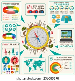 Travel. Vacations. Beach resort infographics. Elements for creating your own infographics. Vector illustrations