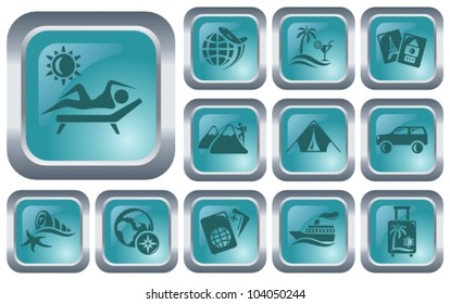 Travel and vacations button set