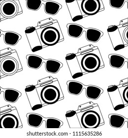 travel vacations camera and sunglasses