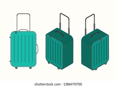 Travel vacations design picture, vector illustration of suitcase, case, bag, briefcase en realistic and isometric style. Universal for web and mobile UI and application or web.