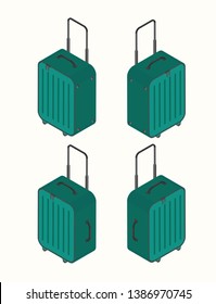 Travel vacations design picture, vector illustration of suitcase, case, bag, briefcase en realistic and isometric style. Universal for web and mobile UI and application or web.