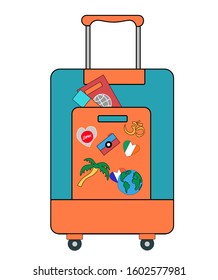 Travel vacations design picture, vector illustration of suitcase, case, bag, briefcase in flat style. Universal for web and mobile UI and application or web.