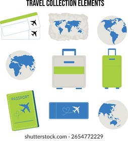 Viajes Vacaciones Elelements Ilustraciones planas