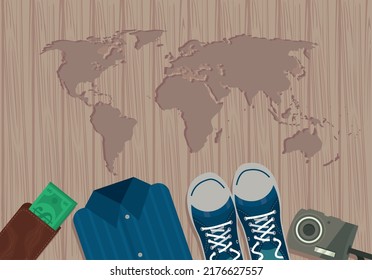 travel vacations icons and world